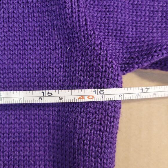 Revere 100% Wool Purple Button-Front Cardigan Vintage Women's Sweater Pockets - Picture 10 of 12